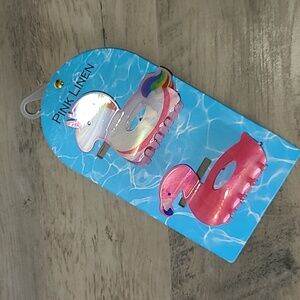 Pink Linen Unicorn and Flamingo Claw Clips